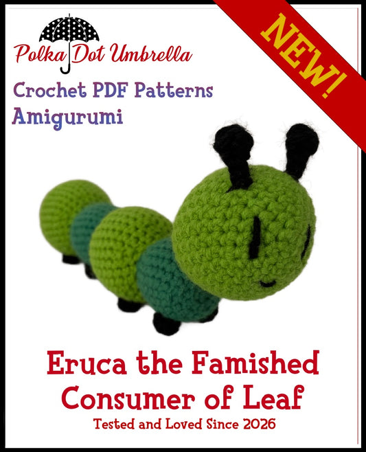 Eruca the Famished Consumer of Leaf Caterpillar Amigurumi Crochet Pattern